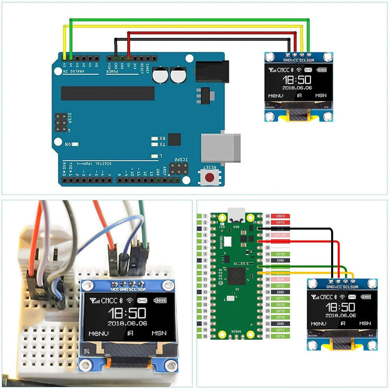 APKLVSR 3 x 0.96 Inch OLED Display I2C 128 x 64 Pixel I2C Screen Display Module, 0.96 Inch OLED Display I2C IIC Screen Display Module Compatible with Arduino Raspberry Pi (White) White