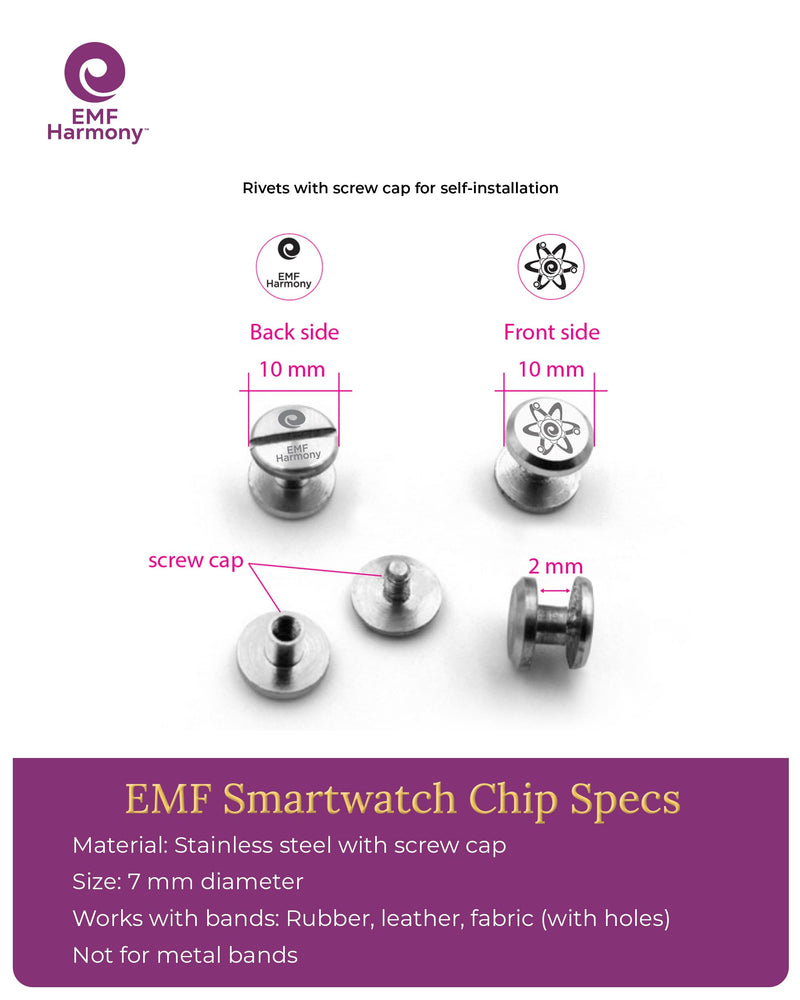 EMF Harmony Smartwatch Chip – Discreet Stainless Steel Bioresonance Rivet Accessory for Apple Watch, Garmin, Fitbit & Fitness Bands – Everyday Balance in a Wireless World