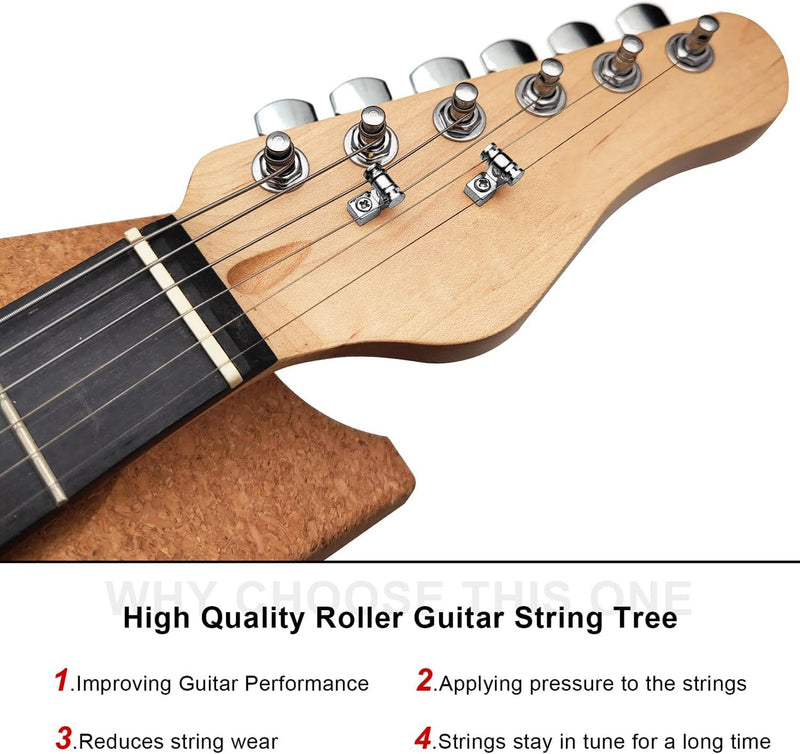 4 PCS Roller Guitar String Trees Guides Retainer for Fender Strat Stratocaster Tele Telecaster Electric Guitar (Chrome) Chrome