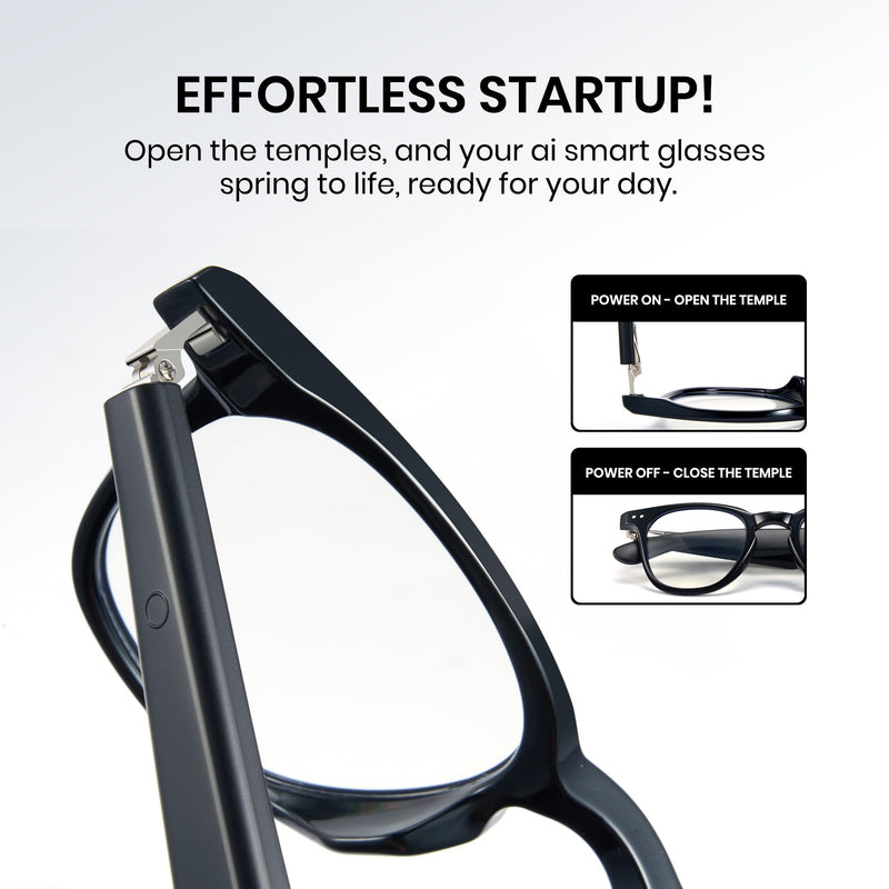Cyxus AI Smart Photochromic Glasses, Meeting Transcription & Summaries 144 Language Translator 11h Playtime Voice Control HD Calls Business Travel AI8324 Black Frame-Photochromic Lens-Translation, Meeting Transcription & Summaries