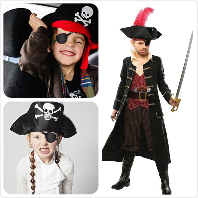 2 Pcs Eye Patch for Adults Kids,3D Adjustable Eye Patches for Amblyopia Lazy Pirate Costume(Black)