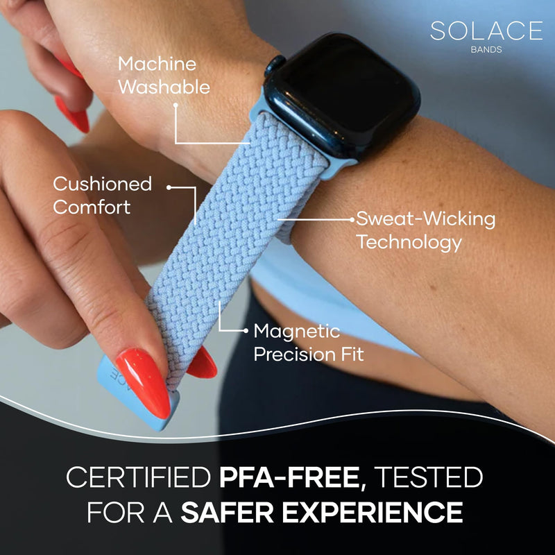 Solace Bands Imperium Adapt Wide Adjustable Nylon Braided Watch Band - Compatible with All Apple Watches - Solace Apple Watch Bands for Women & Men - Smart Watches Band Series 11-1, Ultra, SE Sand 38/40/41/42MM Regular