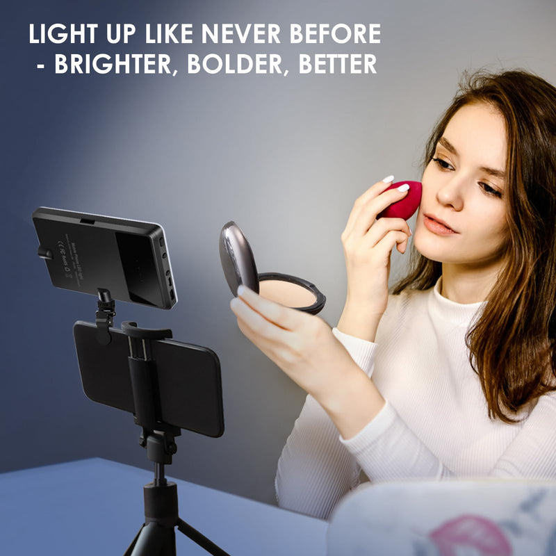 Selfie Light Portable Phone Light, Eagerey 60 LED Rechargeable Fill Light with Front & Back Clip, CRI 95, 3 Light Modes, Clip on Light for TikTok Tablet/Laptop, iPad, Conference Vlog Video Black