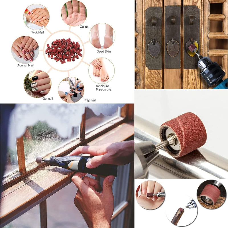 287 Piece Sanding Sleeve Set for Dremel Sanding Attachments 80/120/180 Grit Sanding Drum with Free Box Including 285 Pieces Sanding Belt Sleeves and 2 Pieces Sanding Roller