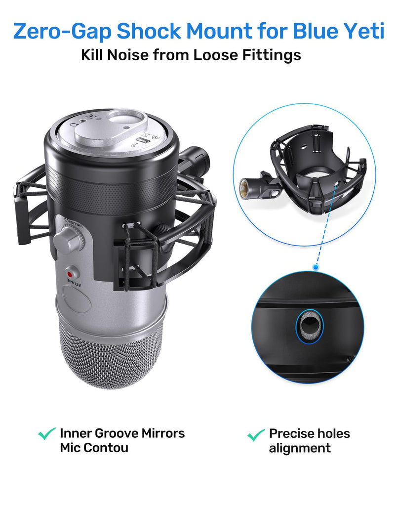 [AUSTRALIA] - [2025 Upgrade] Custom Blue Yeti Shock Mount with Pop Filter - Elastic Suspension Design Reduces Vibration Noise, Shock Mount 100% Fits Blue Yeti, Matches Mic Boom Arm, with 3/8" to 5/8" Screw Adapter [2025 Upgrade]Blue Yeti Shock Mount 