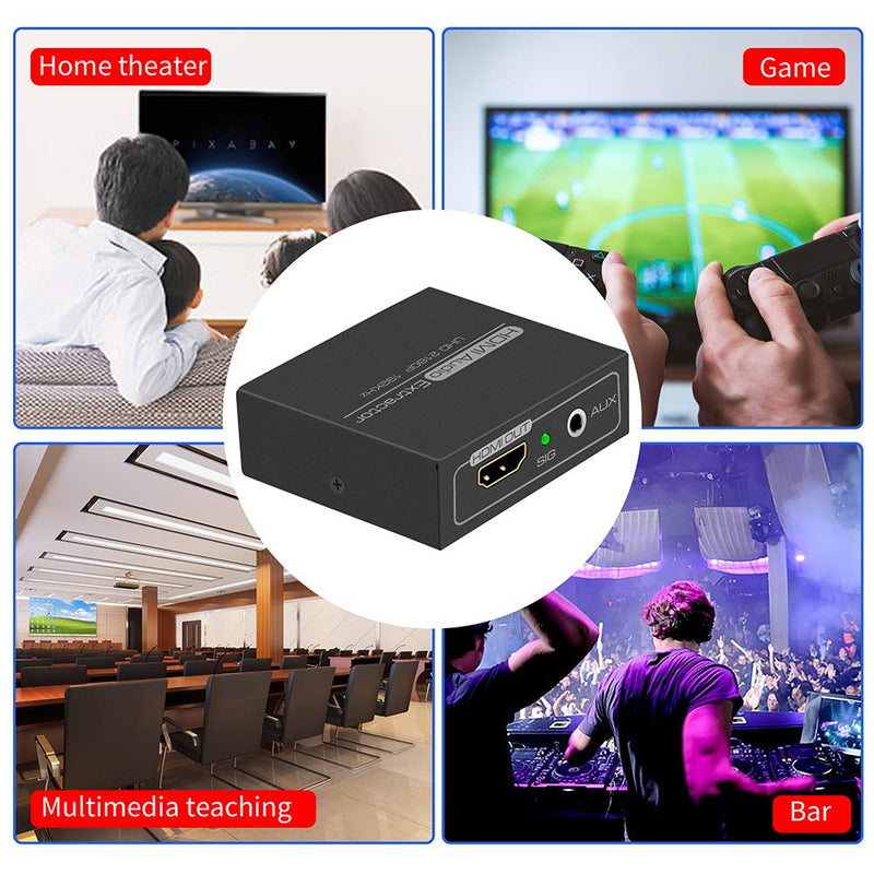 DONGJIAN HDMI Audio Extractor,4K HDMI to HDMI with Audio 3.5mm AUX Stereo and L/R RCA Audio Out,HDMI Audio Converter Adapter Splitter Support 4K 1080P 3D Compatable for PS3 Xbox Fire Stick.