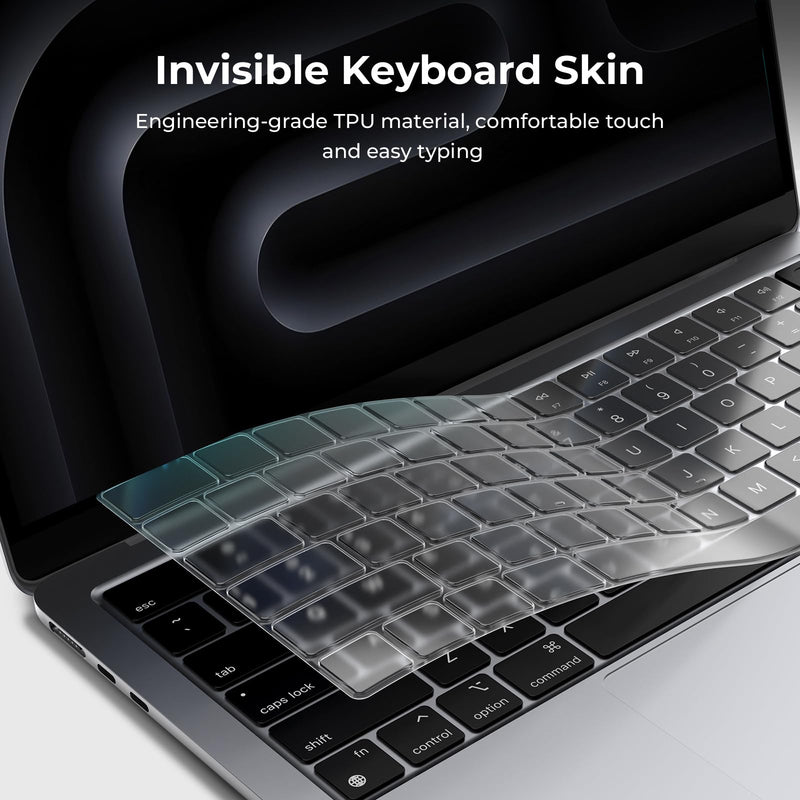 EooCoo Premium Keyboard Cover Skin Ultra Thin Protector Compatible with 2025-2021 MacBook Pro 14" 16" M4 M3 M2 M1 Pro Max Chip, MacBook Air 15" 13.6" M3 M2 Chip, Clear