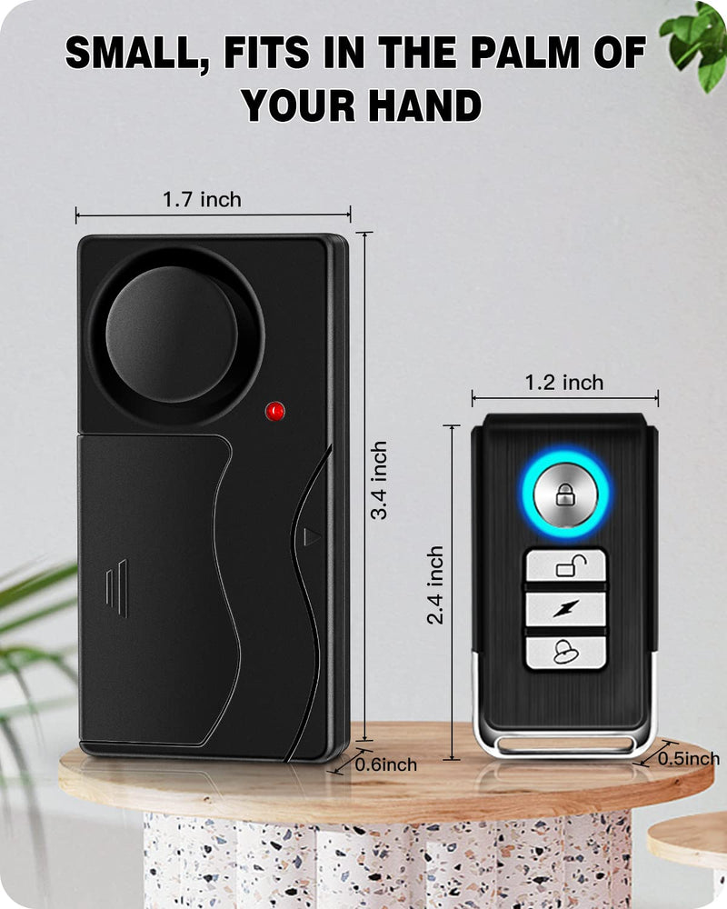 WSDCAM 110db Loud Wireless Vibration Alarm with Remote Control Anti-Theft Alarm Car Bike Motorcycle Vehicle Security Alarm Door and Window Alarm 3 Pack
