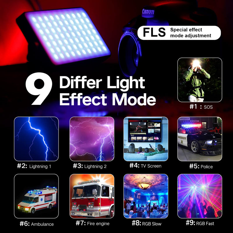 [AUSTRALIA] - G2 Pocket RGB Camera light,32Wh Built-in 4300mAh Rechargeable Battery 360°Full Color Gamut 9 Light Effects,2600-10000K LED Video Light Panel with Aluminum Alloy Body, Adjustable Tripod Stand 