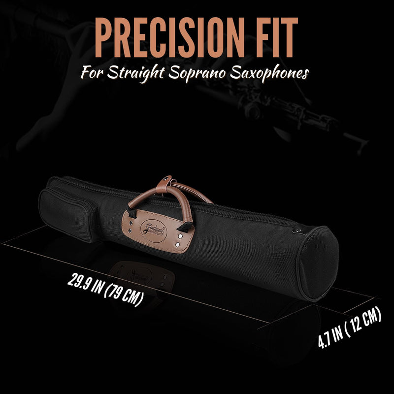 Flexzion Soprano Saxophone Case, Sax Gig Bag Backpack w/Strap, Pouch, Leather Handle, Music Instrument Storage, Lightweight, Water-Resistant & Shockproof for Wind Controller, Crampon Clarinet, Black,