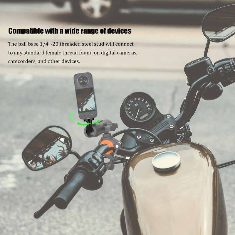 [AUSTRALIA] - 2PC Aluminum Alloy 1" Ball Mount Adapter with 1/4"-20 Threaded Stud for Insta360 One X3, X2, X, R, RS, GoPro, DJI OSMO Action Camera ,Compatible with RAM Ball Head Mounts B Size Double Socket Arm 