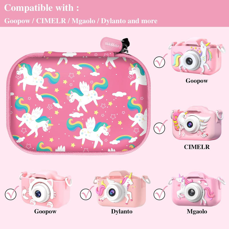 Leayjeen Kids Camera Case Compatible with Goopow/Mgaolo/CIMELR/Seckton/OZMI/Dylanto Kids Camera Toys and Children Digital VideoCamera,Best Birthday Festival Gift-Pink Unicorn(Case Only) Pink Unicorn