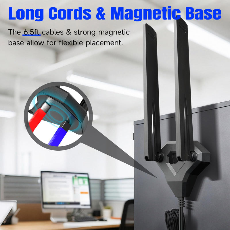 [AUSTRALIA] - Eightwood WiFi 7 Antenna Tri-Band 6GHz 5GHz 2.4GHz RP-SMA Antenna with Magnetic Base for PC Desktop Computer Gaming Motherboard PCIe Bluetooth Card WiFi 7 Router wifi 7 antenna/rp-sma connector 