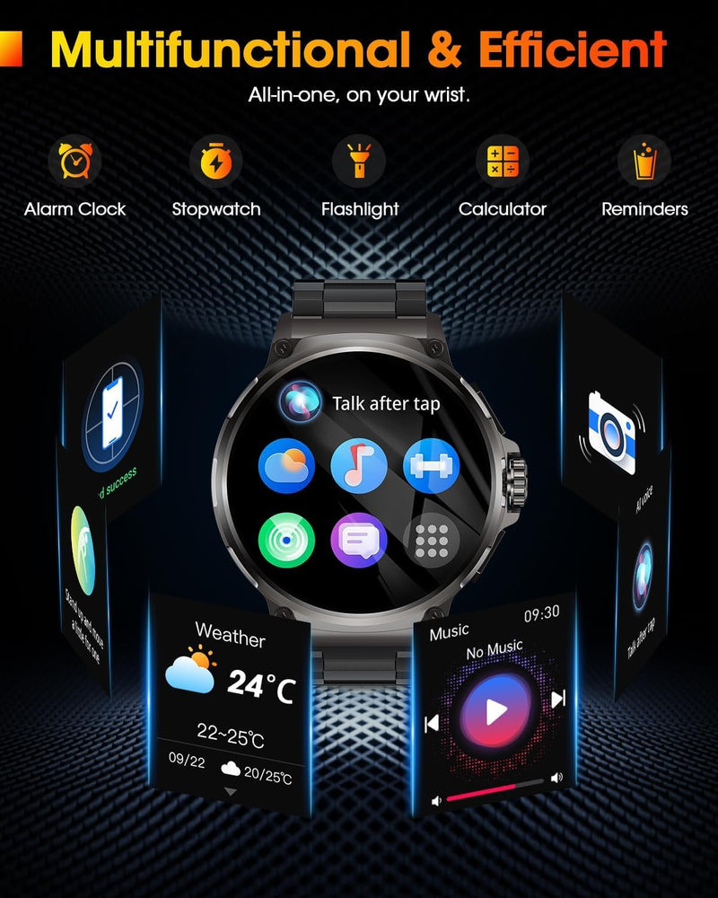 LIGE Smart Watch for Men with 1000mAh Battery/Flashlight, 1.85'' Military Smartwatch with 5ATM Waterproof/Heart Rate/Sleep Monitor,Answer Make Calls Fitness Tracker for Android iPhone Black