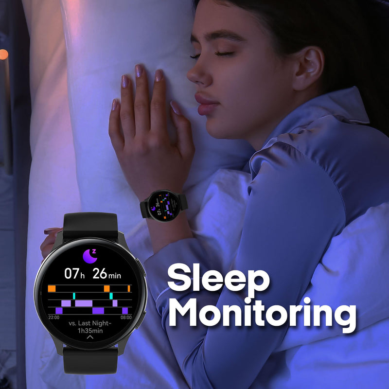 3Plus Callie Smartwatch with 1.43" Round AMOLED Display/Answer & Make Calls/Sleep Monitoring/Heart Rate/IP68 Waterproof/100+ Workout Modes/Quick Reply/iOS and Android