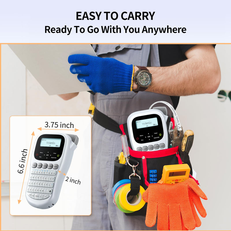 [AUSTRALIA] - Label Maker Machine with-Tape, H1100 Label Makers, Label Maker Waterproof-Labels Handheld Labeler Machine with-Tape 12mm Laminated, Portable Backlit Labeling Machine for Office Home Use Grey 