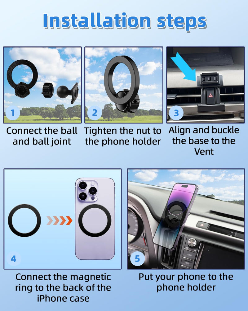 PZK Magsafe Phone Mount for L-EXUS RX 350/ RX 450h 2010-2015 Accessories | Custom Air Vent Strong Mangetic Car Phone Holder 360° Rotation Hands Free Cell Phone Automobile Cradles for All iPhones