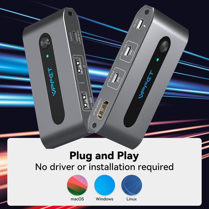 4K@60Hz USB C KVM Switch 1 Monitor 2 Computers HDMI KVM Switch 2 Laptops Share 1 Monitor 3 USB Devices with Up to 100W PD Charging for Windows Mac Laptop