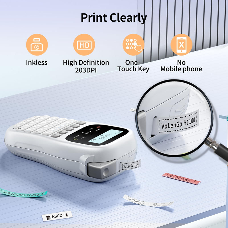 [AUSTRALIA] - Label Maker Machine with-Tape, H1100 Label Makers, Label Maker Waterproof-Labels Handheld Labeler Machine with-Tape 12mm Laminated, Portable Backlit Labeling Machine for Office Home Use Grey 