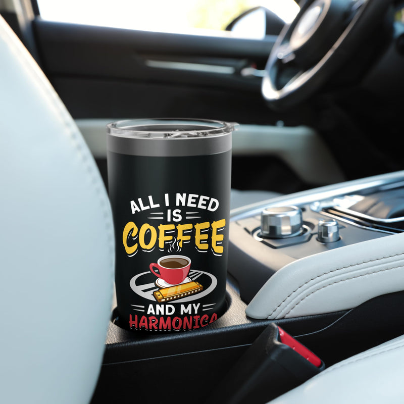 [AUSTRALIA] - Music Instrument Mouth Organ Coffee And My Harmonica Stainless Steel Insulated Tumbler 20 Ounces Black 