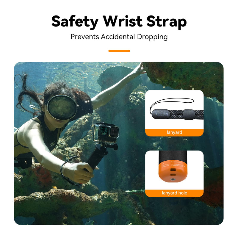 TELESIN°Floating Selfie Stick Hand Grip Waterproof Handle with Bluetooth Remote for GoPro Hero 13 12 11 10 9 8 Handle Mount Accessories for Action Camera