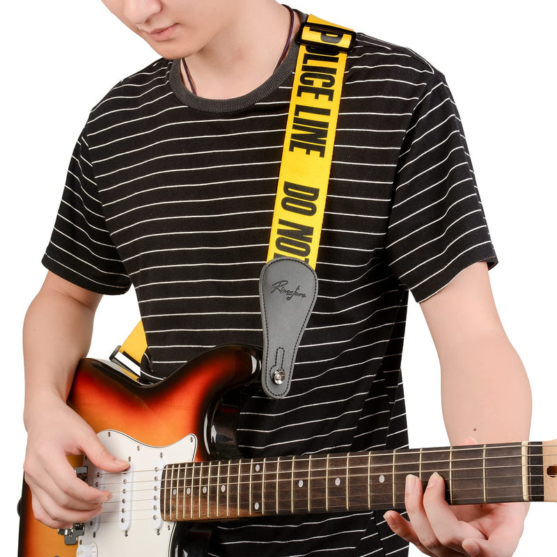 Guitar Strap, Soft Shoulder Strap for Acoustic, Electric and Bass Guitars Police Line Yellow