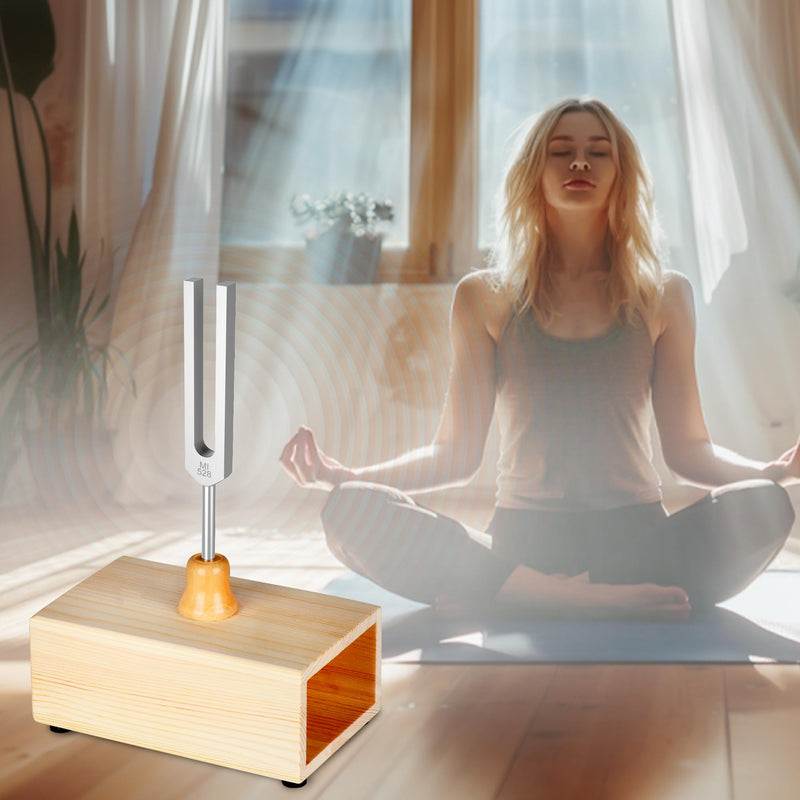 440Hz, 432Hz, 417Hz Aluminum Alloy Tuning Fork with Resonance Box and Wooden Hammer，3 pcs tuning fork Suitable for Sound Therapy, Yoga, Relaxation and Meditation