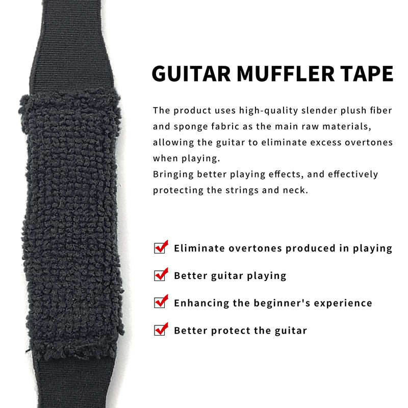 SAPHUE 2PCS Guitar String Mute Damper,Guitar String Cover Tape, Adjustable Bass Mute, Fingerboard Mute Tape, Musical Instrument Accessories（Black） black