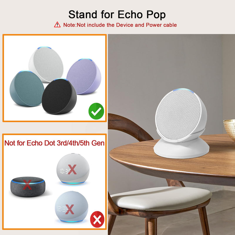 Stand for Echo Pop - Desktop Holder Mount for Echo Pop,Built-in Cable Management,Glacier White