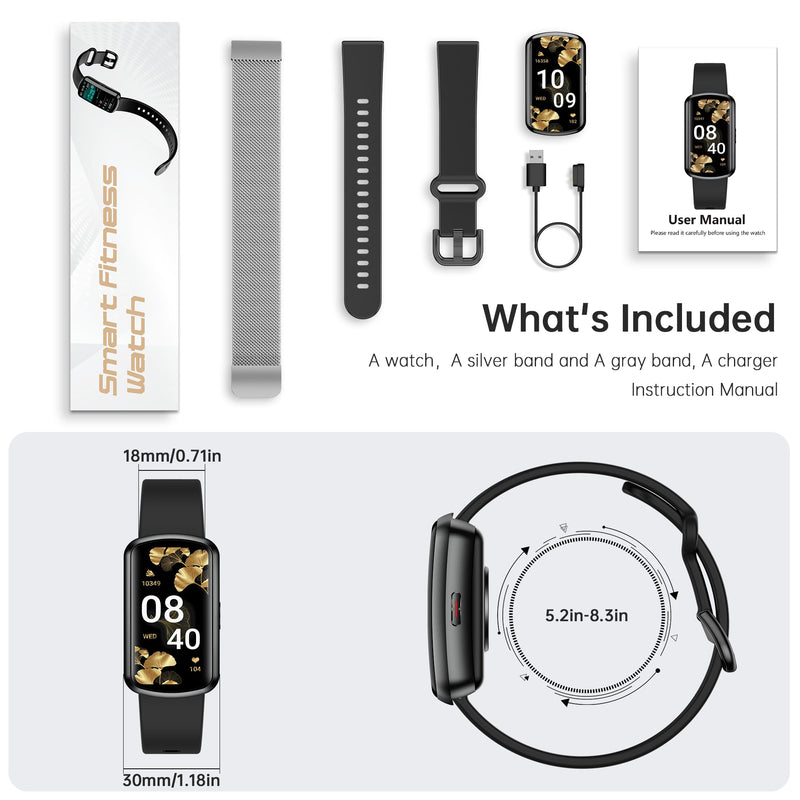 Health Fitness Tracker with 24/7 Heart Rate, Smart Watch with Blood Pressure and Blood Oxy-gen Monitor, Bulit-in 120+ Sport Mode, Sleep Tracking Waterproof Activity Tracker for Women Men