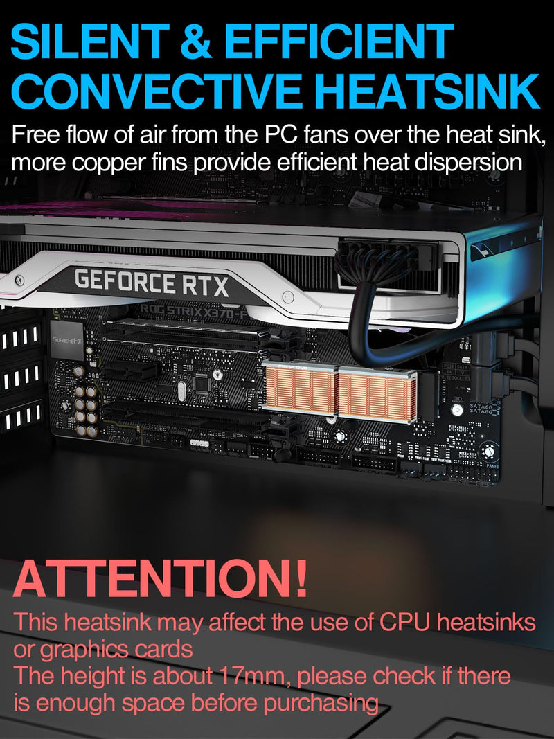 [AUSTRALIA] - JEYI Copper M.2 HeatSink, Passive Nvme SSD Heatsinks with Copper Fins - Finscold Q80 