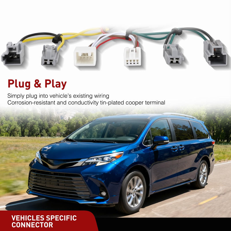 Nilight 4 Pin Trailer Wiring Harness Kit 56106 Simple Fit Tow Hitch | Vehicle Standard 4 Way Connector Custom for 2011 2012 2013 2014 Toyota Sienna, 2015 2016 2017 2018 2019 2020 Sienna SE Toyota Sienna 2011-2020