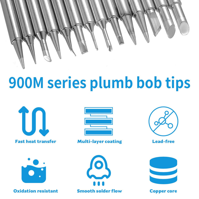 900M Soldering Tips, 14-Piece Soldering Iron Tips Set, Replacement Soldering Tips Set, Welding Tips for Soldering Stations, Compatible with Hakko Yihua Atten More, Soldering Iron Replacement Welding