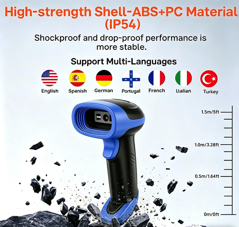[AUSTRALIA] - 2D Bluetooth Wireless Scanner, QR 1D Bar Code Scanners Handheld Barcode Reader with Updated 640 X 480 Pixel CMOS, Plug & Play USB Barcode Scanner for iPhone, Android, iPad, Tablet, PC Computers 1D 2D USB Wired +2.4 G Wireless +Bluetooth (3 in 1 ) 