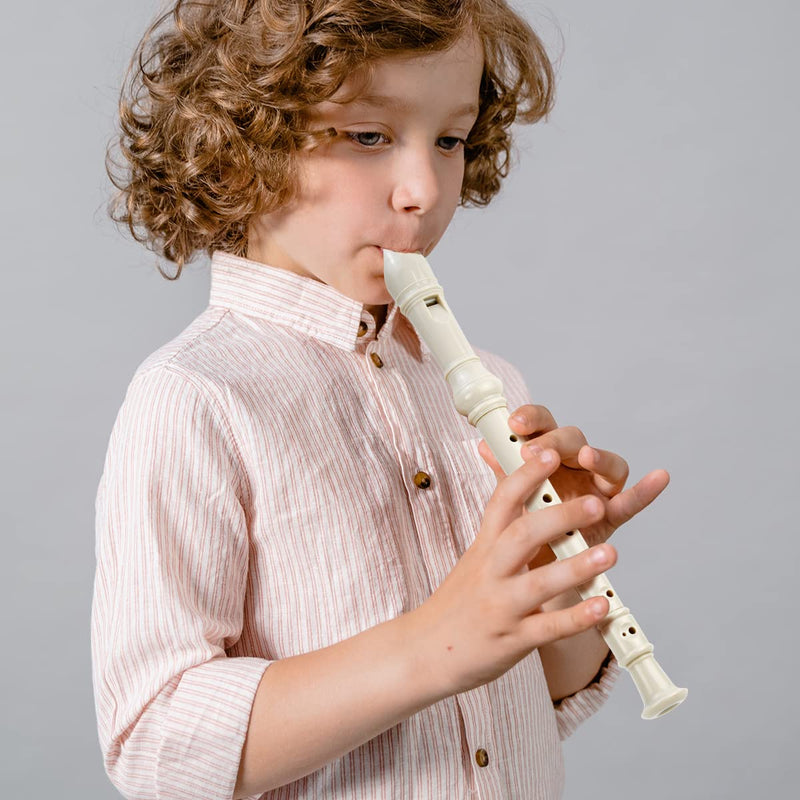 [AUSTRALIA] - Soprano Recorder C Key 8 Holes 3-Piece German style Baroque Fingering Recorder Instrument with Cleaning Rod and Storage Bag, for Beginners Kids students((2 Set Beige) 2 Set Beige 