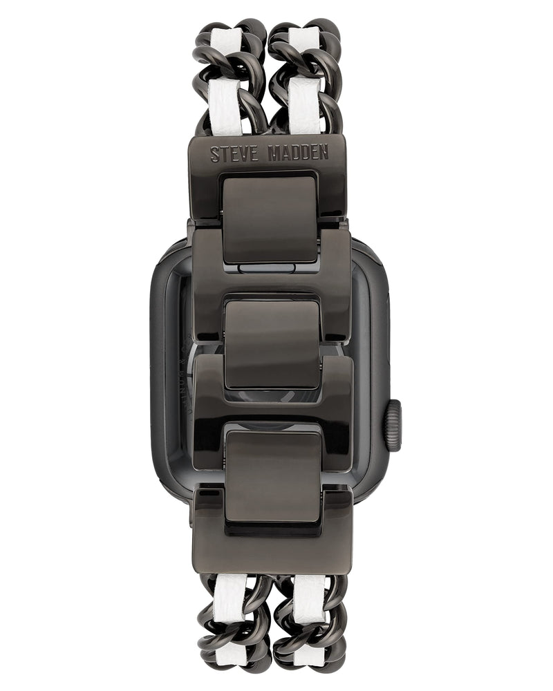 Steve Madden Fashion Chain Bracelet for Apple Watch 42mm (Series 1-3), 44/45/46/49mm (Ultra & Ultra 2) Black/White
