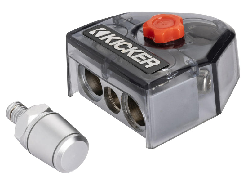 Kicker 50BT4S Warhorse Battery Terminal with Side Post Inserts, 4 Outputs | Distributes amplifier power to several wiring runs, GM style hookup ready, heavy duty car audio upgrade