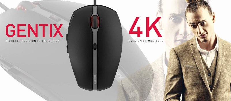 Cherry GENTIX 4K mice USB Optical 3600 DPI Ambidextrous, Black Single