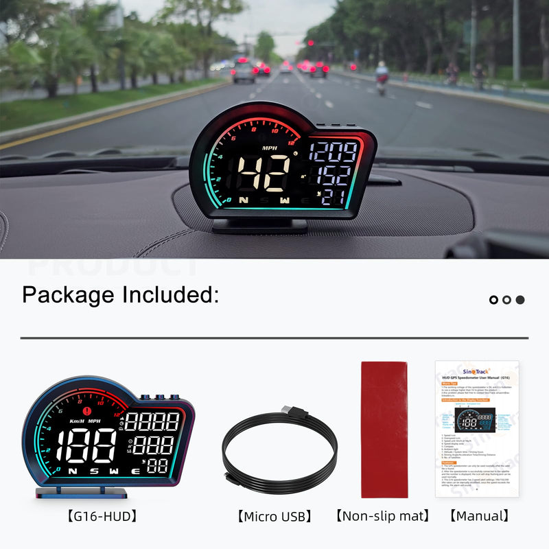 [AUSTRALIA] - SinoTrack HUD Digital GPS Speedometer for Car Universal Heads Up Display Oversize Screen Large LCD MPH Speedometer Speed Fatigued Diving Alert Over-Speed Alarm Compass for All Vehicle 