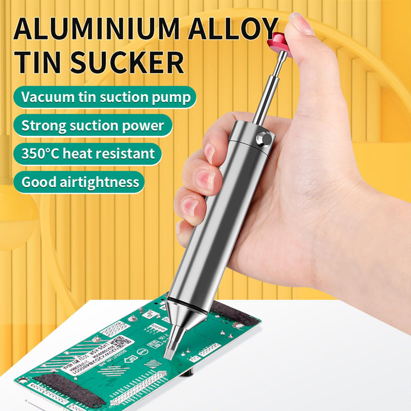 All-Metal Vacuum Soldering Extraction Desoldering Pump, with 2 Silicone Nozzles and 2 Soldering Wires, High Suction Power, High Temperature Resistant, Perfect Desoldering Tool for Soldering Removal 1