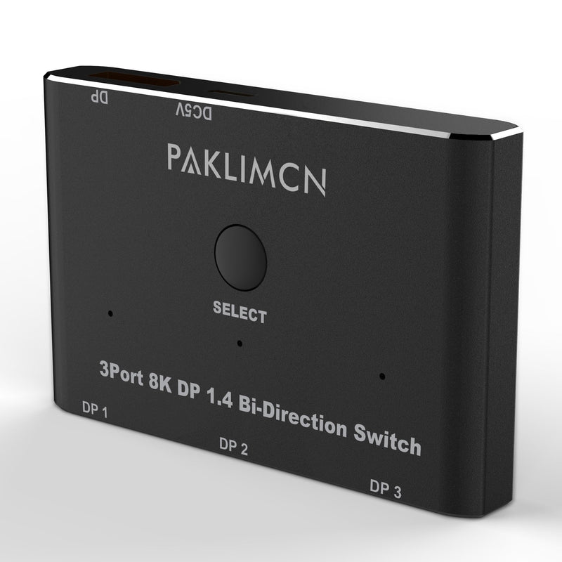 DisplayPort Switch 8K60Hz Display Port 1.4 switcher Box DP 4K@144Hz Bi-Directional 3in1out Switcher, 1 in 3 Out for Switching Video Signals Between Two Screens for one Computer (3 in 1) 3 IN 1