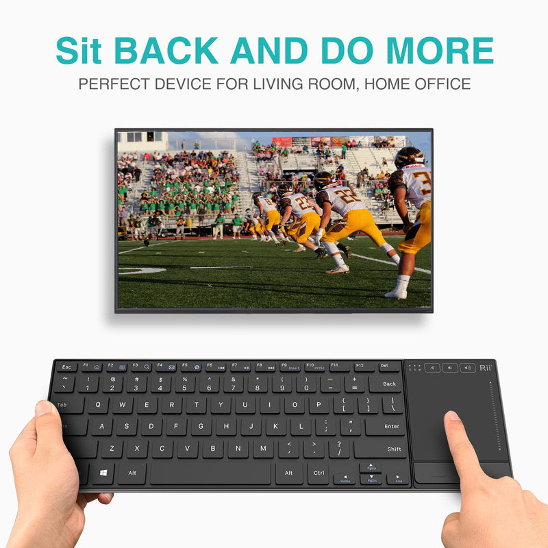 Rii K22 Ultra Slim 2.4 Gigahertz Mini Wireless Multimedia Keyboard with Touchpad for PC and Laptop