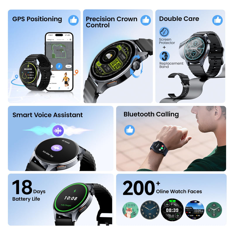 HAYLOU Watch 4S Smart Watch for Men Women with GPS, Fitness Tracker, Black | 1.43" AMOLED, 120+ Sports Modes, Built-in GPS Activity Tracker, Bluetooth 5.3 Calling Smartwatch with 1ATM Water Resistance