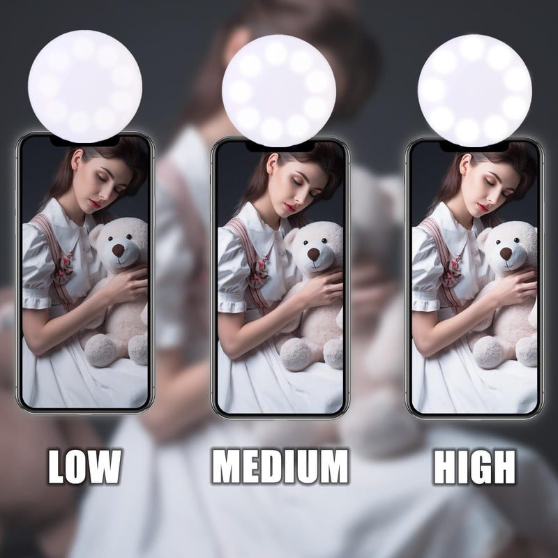 Mini Ring Light for Phone, Starkik Rechargeable Cell Phone Selfie Light Clip On for iPhone, Laptop, Make up, Portable Phone Light (White) mini ring light M