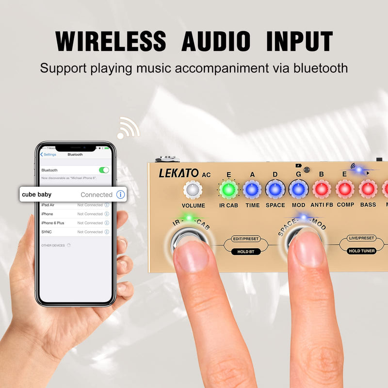 [AUSTRALIA] - LEKATO Multi Effects Pedal for Acoustic Guitar, with IR Loading 9 AMP Models, Acoustic Multi Effects Processor, Bluetooth 5.0,Recording, Built-in Battery 