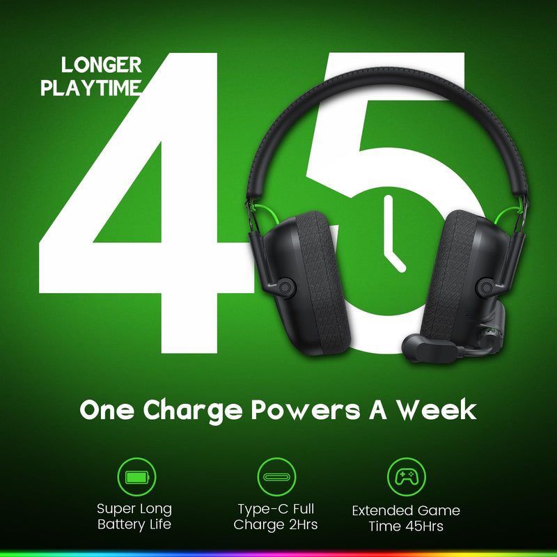 [AUSTRALIA] - WESEARY Wireless Gaming Headset 2.4GHz & Bluetooth 5.4 Gaming Headphones with ENC Mic, Ultra-Low Latency, Stereo Sound, Soft Earmuffs, Wireless Headsets for PS5, PS4, Switch, PC, Mac 