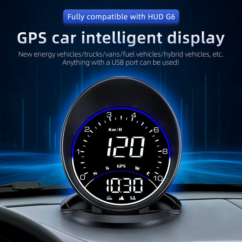 ACECAR Digital GPS Speedometer, Car Universal HUD Head Up Display with GPS Speed MPH, Driving Direction Compass, Altitude, Driving Distance, Overspeed Alarm HD Display, for All Vehicle (G6)