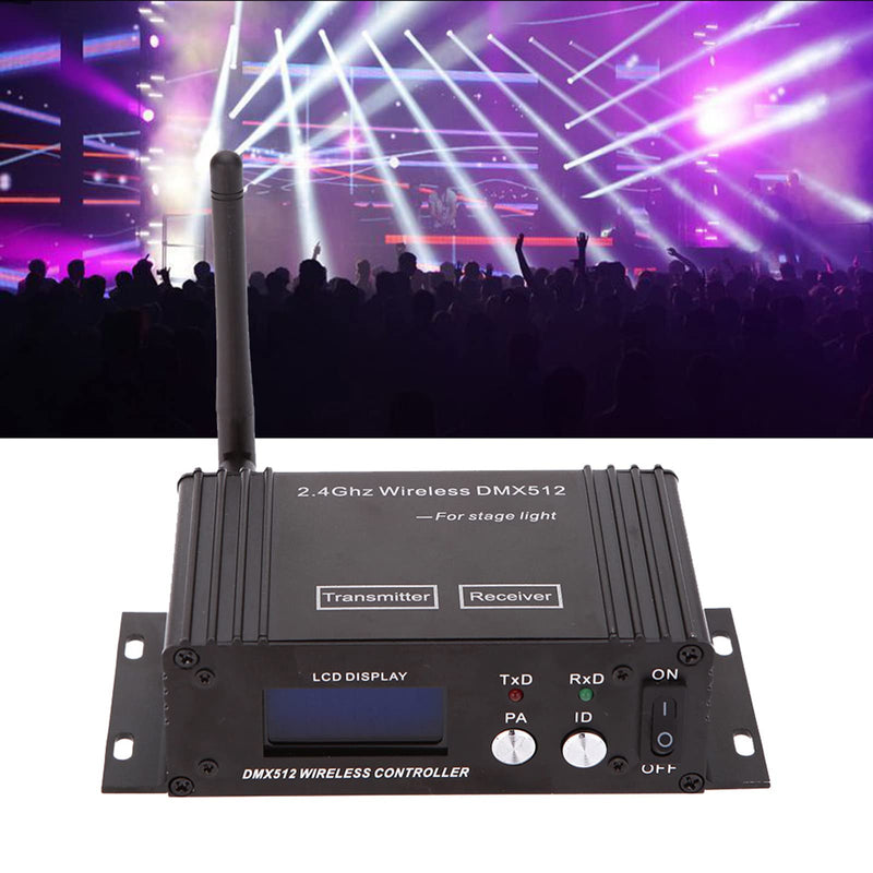 Lixada DMX 512 Controller 2.4G Wireless Transmitter Receiver LCD Display Power Adjustable Repeater Lighting Dimmer Controller for Disco DJ Party Light