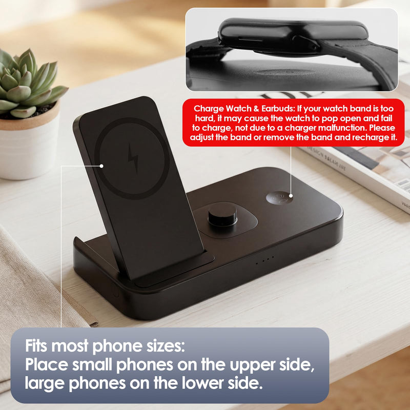 4 in 1 Charging Station for Oura Ring Gen 4 Charger, Fast Charger for iPhone17/16/15/14/13/12, Apple Watch, AirPods, Samsung Galaxy S25/S24/S23/S22/S21, Galaxy Watch Buds (Size 11) Size 11