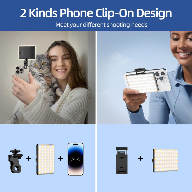 Led Selfie Light,Phone Light wtih Clip,3000mAh Rechargeable Selfie Light, Photo Light with 3 Light Modes, Portable Led Light for Phone,iPhone,Laptop,Pictures,Video Recording,TikTok, Selfie,Live,Vlog 3000mAh